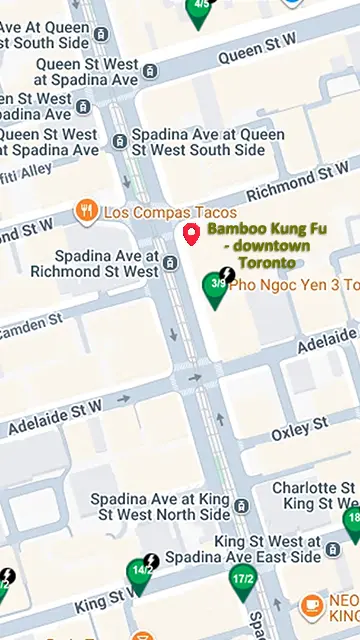 Map of Bamboo Kung Fu - downtown Toronto neighbourhood with Bike Share Toronto stations.